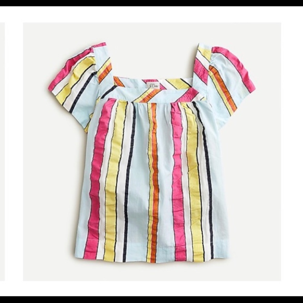 J. Crew Square Neck Top in Seersucker Ribbons XXS
